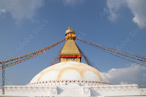 Boudhanath Stupa at Kathmandu Nepal is one of the largest Buddhist stupas in the world. It is the center of Tibetan culture in Kathmandu.