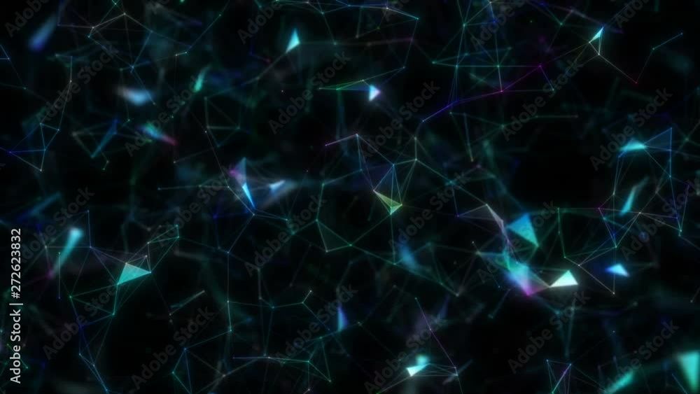 Background from multicolored space elements interact. The style of the 80s. New wave. Seamless loop. Background from multicolored space elements interact. The style of the 80s. New wave. Seamless loop.