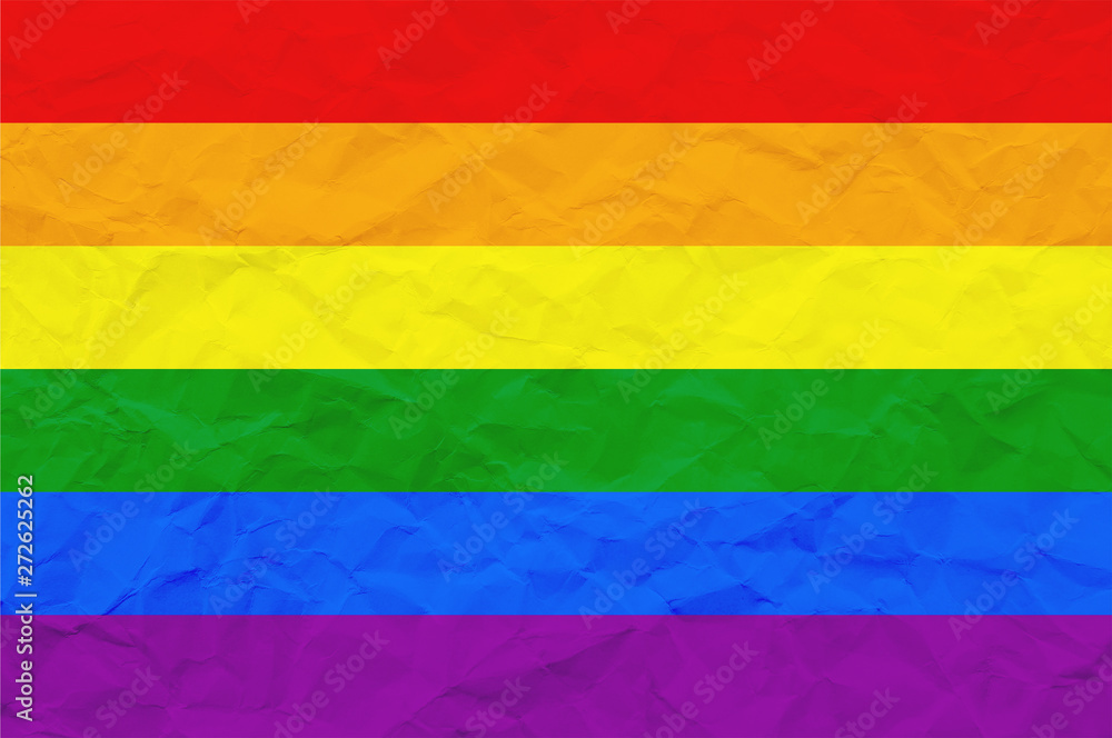 LGBT pride flag or Rainbow pride flag on crumpled paper LGBT pride flag or Rainbow pride flag on crumpled paper