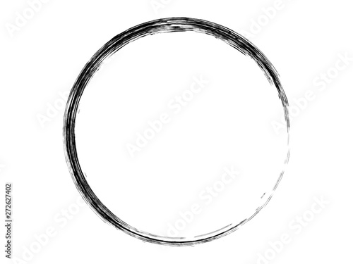 Grunge circle made of black ink.Grunge brush circle made of black paint.Marking element.