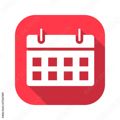 Calendar vector red icon in modern flat style isolated. Symbol calendar is good for your web design.