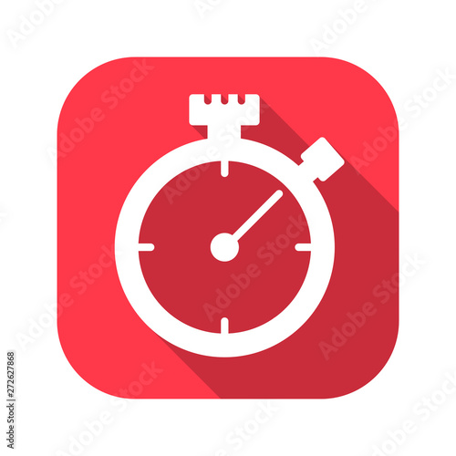 stopwatch vector red icon in modern flat style isolated. Symbol stopwatch is good for your web design.