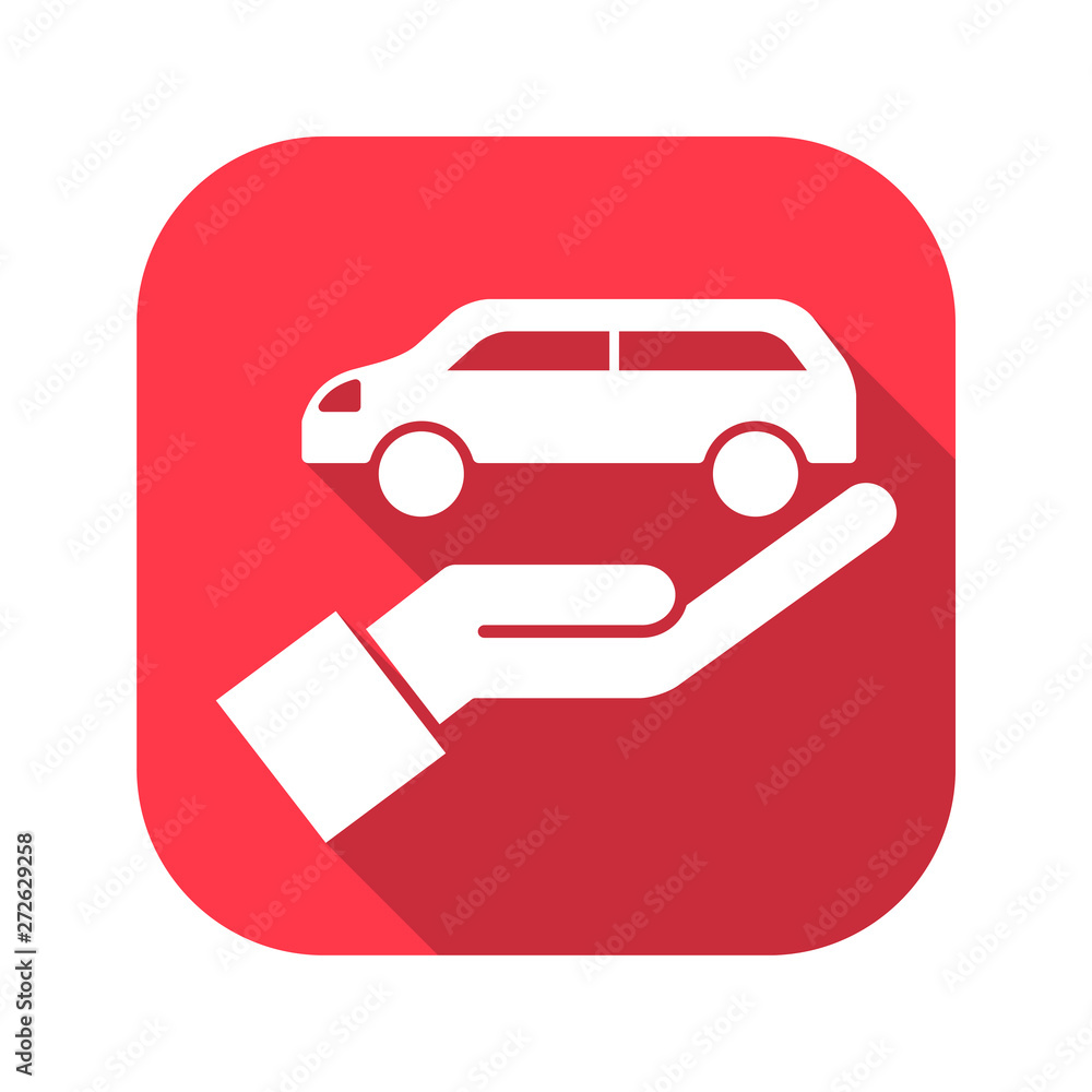 Car insurance vector red icon in modern flat style isolated. Car insurance can support is good for your web design. Car insurance vector red icon in modern flat style isolated. Car insurance can support is good for your web design.