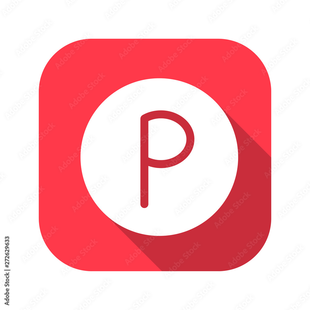 Parking vector red icon in modern flat style isolated. Parking can support is good for your web design.