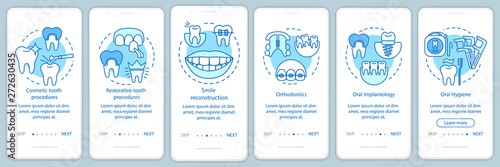 Foto Dental clinic services onboarding mobile app page screen with linear concepts