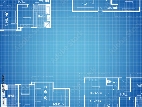 Blueprint vector floor plan apartment. Professional house placement furniture. With bedroom, kitchen, dressing room, toilet. Illustration of the architectural solution of apartment interior