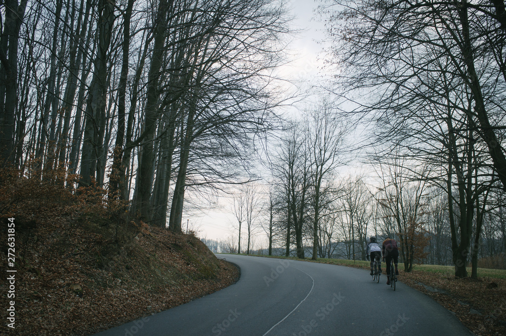 Fototapeta premium Groupride with friends in Beskydy mountains