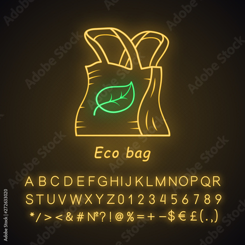 Eco bag neon light icon