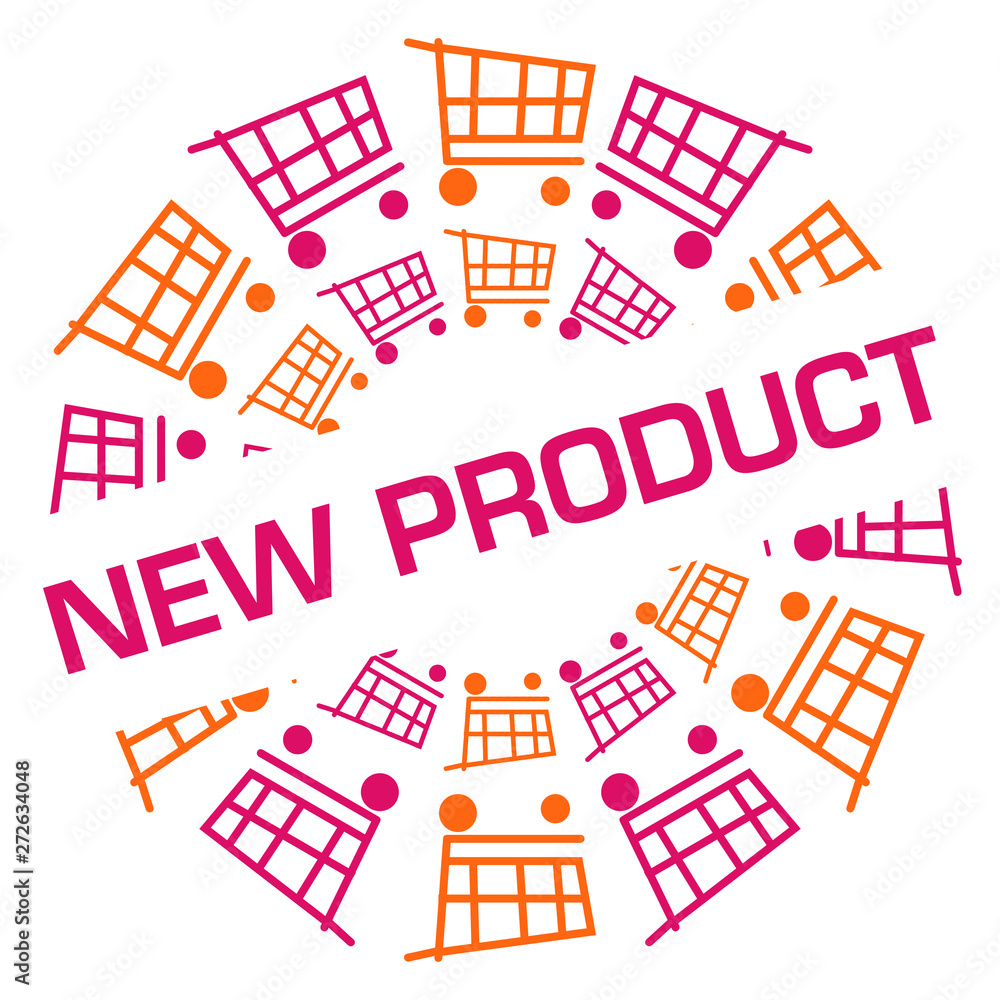New Product Pink Orange Shopping Cart Circular Badge Style New Product Pink Orange Shopping Cart Circular Badge Style