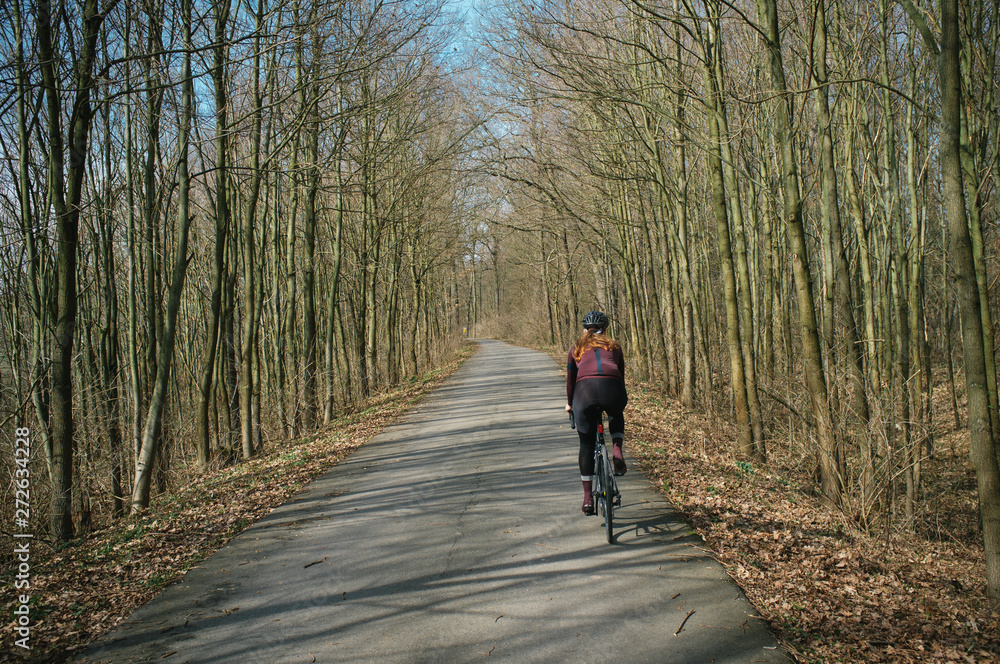 Spring ride to sandpit lake and floodplain forests alongside river Morava