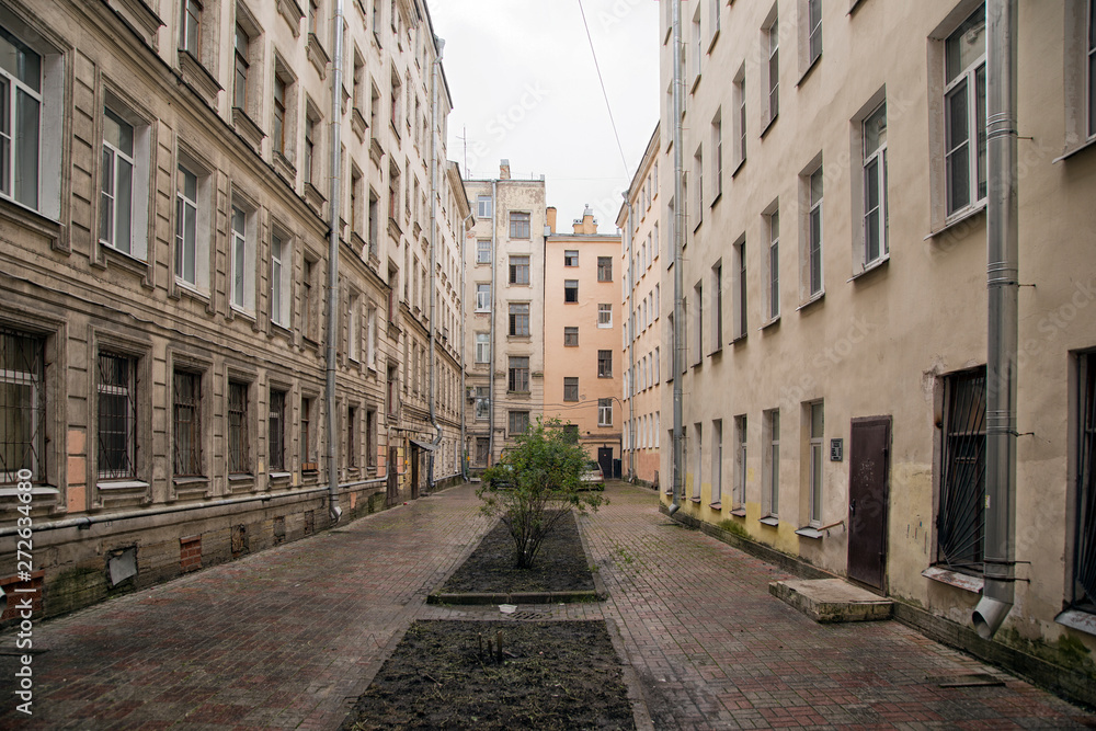courtyard  in the historical part of Saint Petersburg city.
