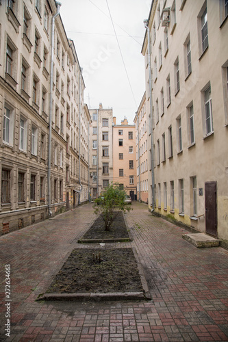 courtyard in the historical part of Saint Petersburg city.