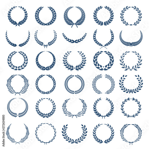 Greek wreath. Award round heraldic symbols graphic branch vector illustrations. Branch heraldic award, greek wreath victory