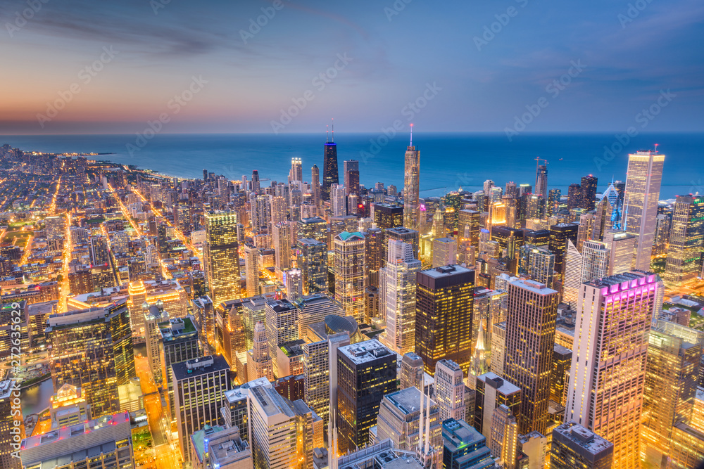 Chicago, Illinois USA aerial skyline