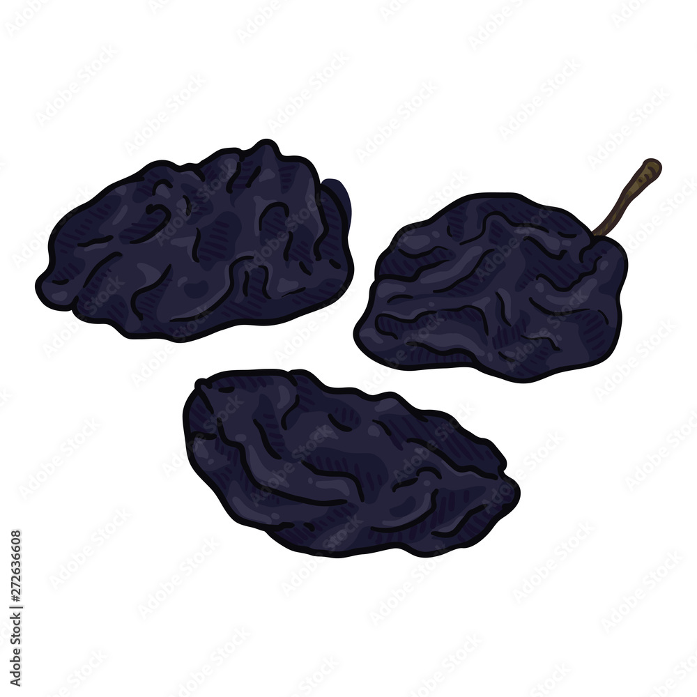 Vector Cartoon Illustration Prune. Dried Plum. Stock Vector Adobe Stock