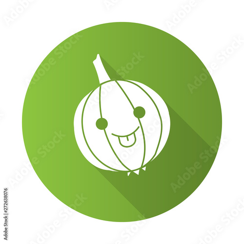 Onion cute kawaii flat design long shadow glyph character