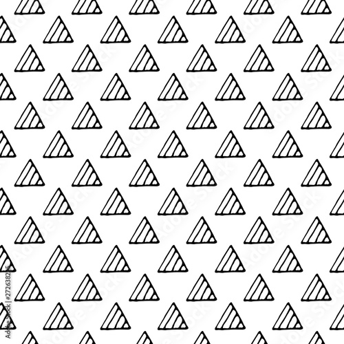 Abstract geometric triangle pattern with hand drawn triangles. Funny vector black and white triangle pattern. Seamless monochrome doodle triangle pattern for textile, wallpapers, wrapping and web.