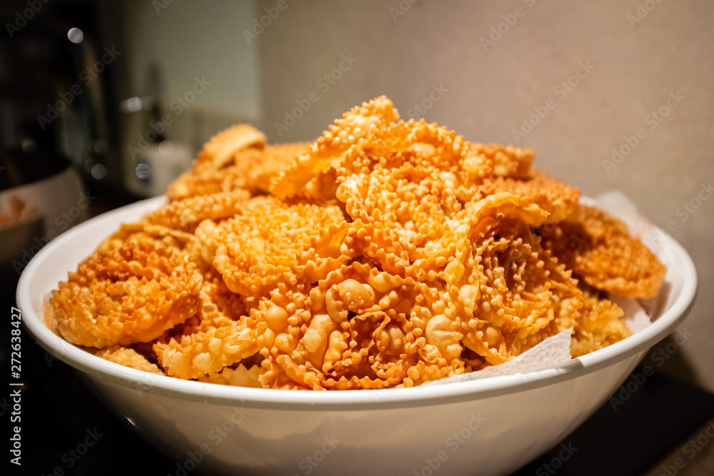 Cartellata, typical Apulian fried pastry made at Christmas time Cartellata, typical Apulian fried pastry made at Christmas time