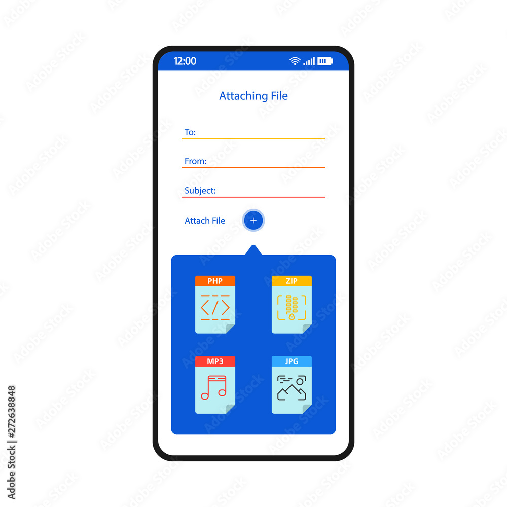 Email sending smartphone interface vector template Email sending smartphone interface vector template