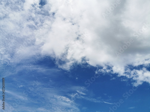 blue sky and clear white cloud nature background