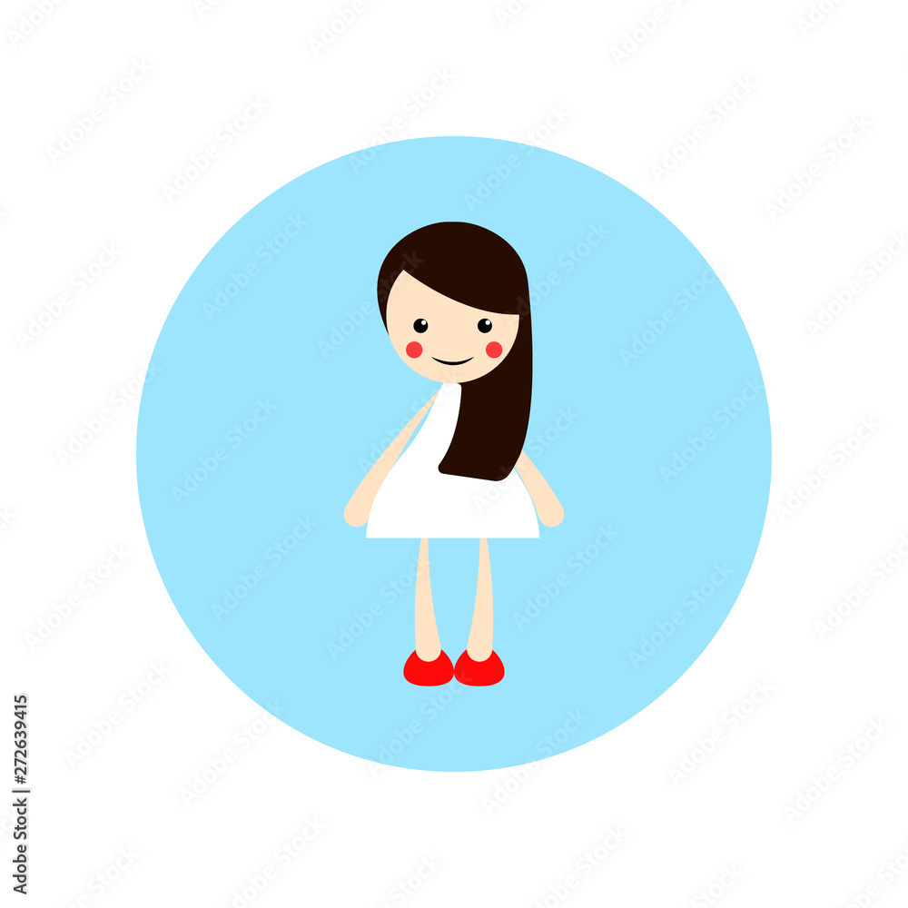 Girl, long hair illustration, flat animated cartoon illustration Girl, long hair illustration, flat animated cartoon illustration
