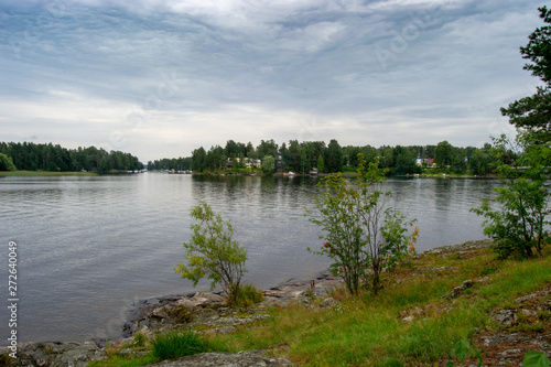 Rainy landscape of Kuopio Finland on Summer beautiful nature