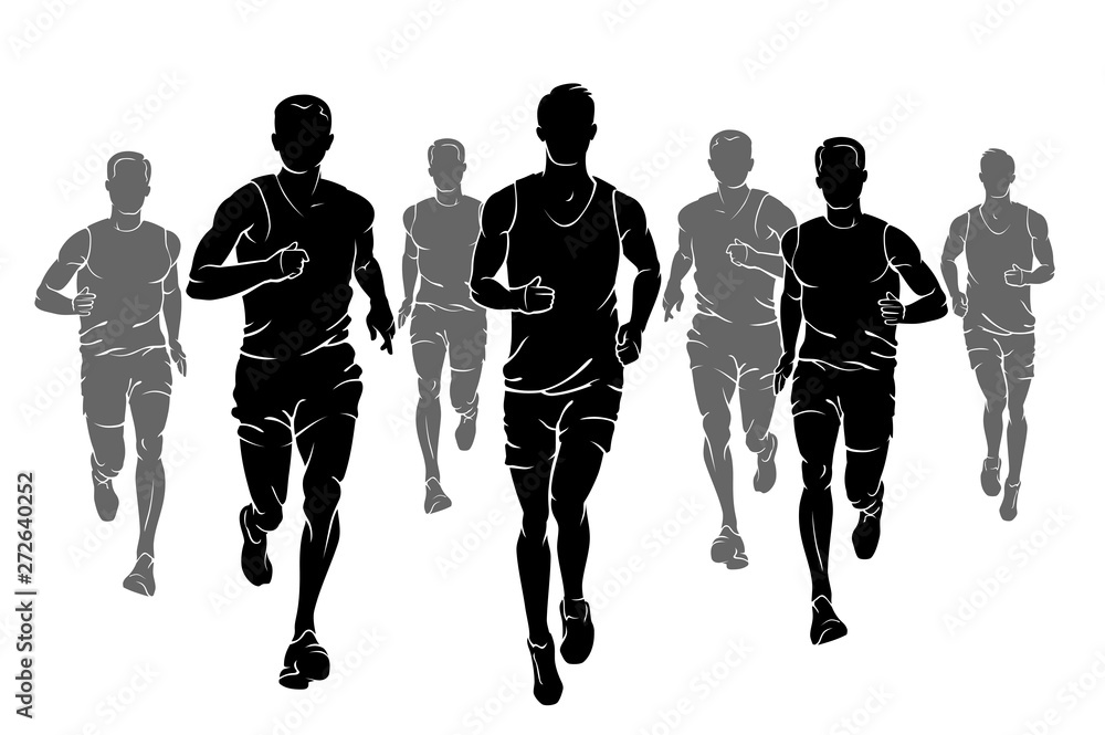 Fotografie Marathon Male Runners Set, Front View