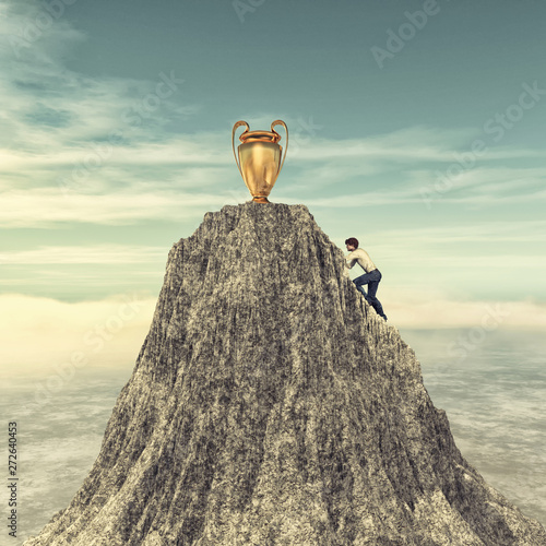 Man climbing on a mountain ...