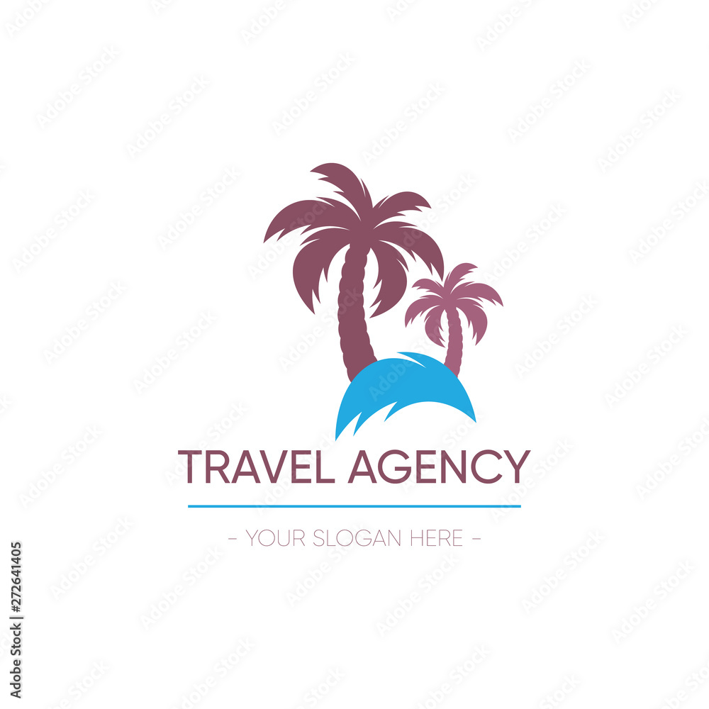 Vector travel agency logo template design palm tree