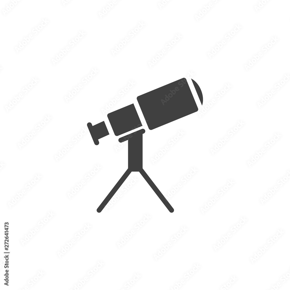 Telescope on stand vector icon. filled flat sign for mobile concept and web design. Astronomy, telescope glyph icon. Symbol, logo illustration. Vector graphics Telescope on stand vector icon. filled flat sign for mobile concept and web design. Astronomy, telescope glyph icon. Symbol, logo illustration. Vector graphics