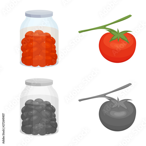 Isolated object of vegetable and delicious sign. Set of vegetable and natural stock vector illustration.