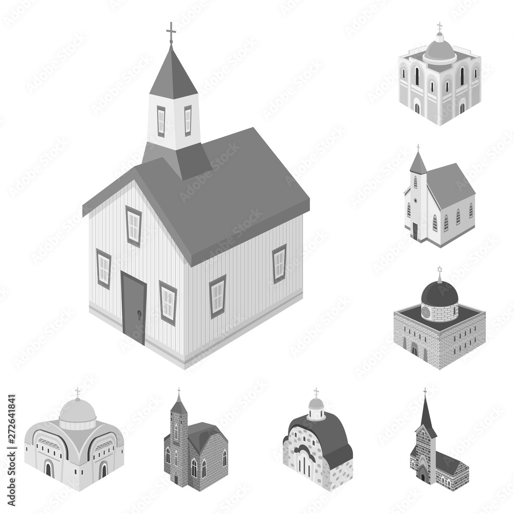 Vector design of landmark and clergy logo. Collection of landmark and religion vector icon for stock.