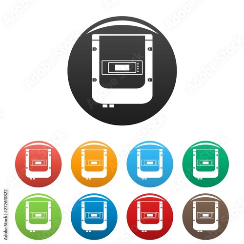 Electric counter icons set 9 color vector isolated on white for any design