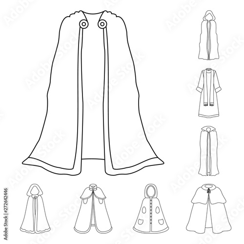 Vector illustration of robe and garment icon. Set of robe and cloth vector icon for stock.