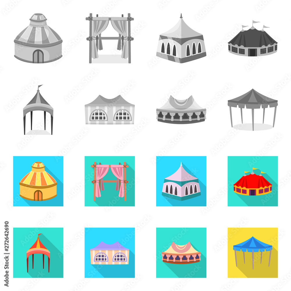 Vector design of roof and folding sign. Set of roof and architecture stock vector illustration. Vector design of roof and folding sign. Set of roof and architecture stock vector illustration.
