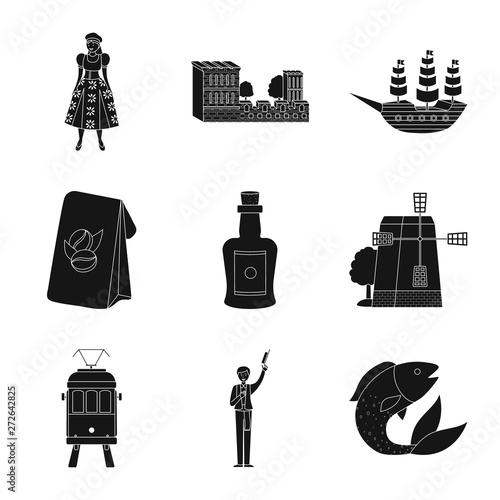 Vector design of  and country symbol. Collection of  and Portugal vector icon for stock.