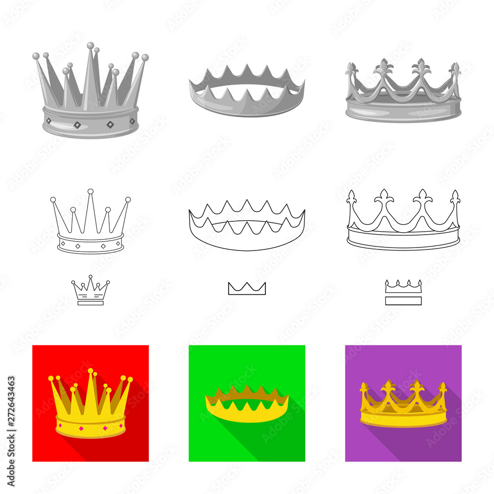 Isolated object of medieval and nobility sign. Set of medieval and monarchy stock symbol for web. Isolated object of medieval and nobility sign. Set of medieval and monarchy stock symbol for web.