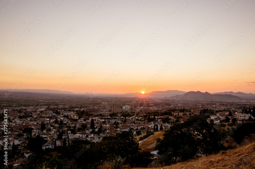 Sunset view from Mirador de San Miguel, Granada, Spain