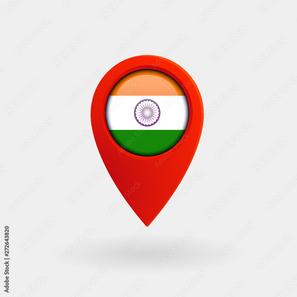 Location Icon for India Flag, Vector Location Icon for India Flag, Vector