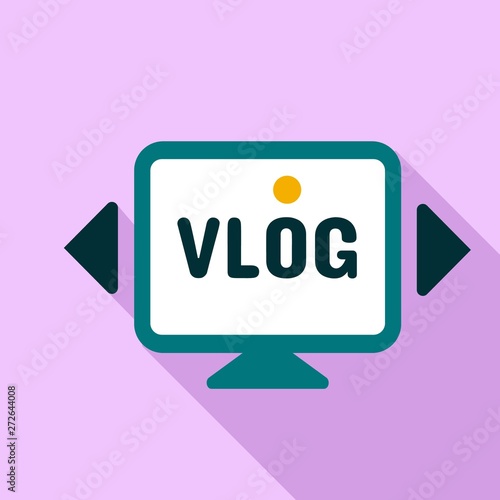 Monitor vlog logo. Flat illustration of monitor vlog vector logo for web design