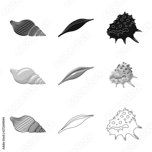 Vector design of animal and decoration icon. Set of animal and ocean vector icon for stock.