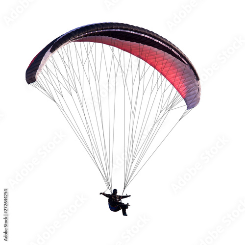Beautiful paraglider in flight. isolated photo