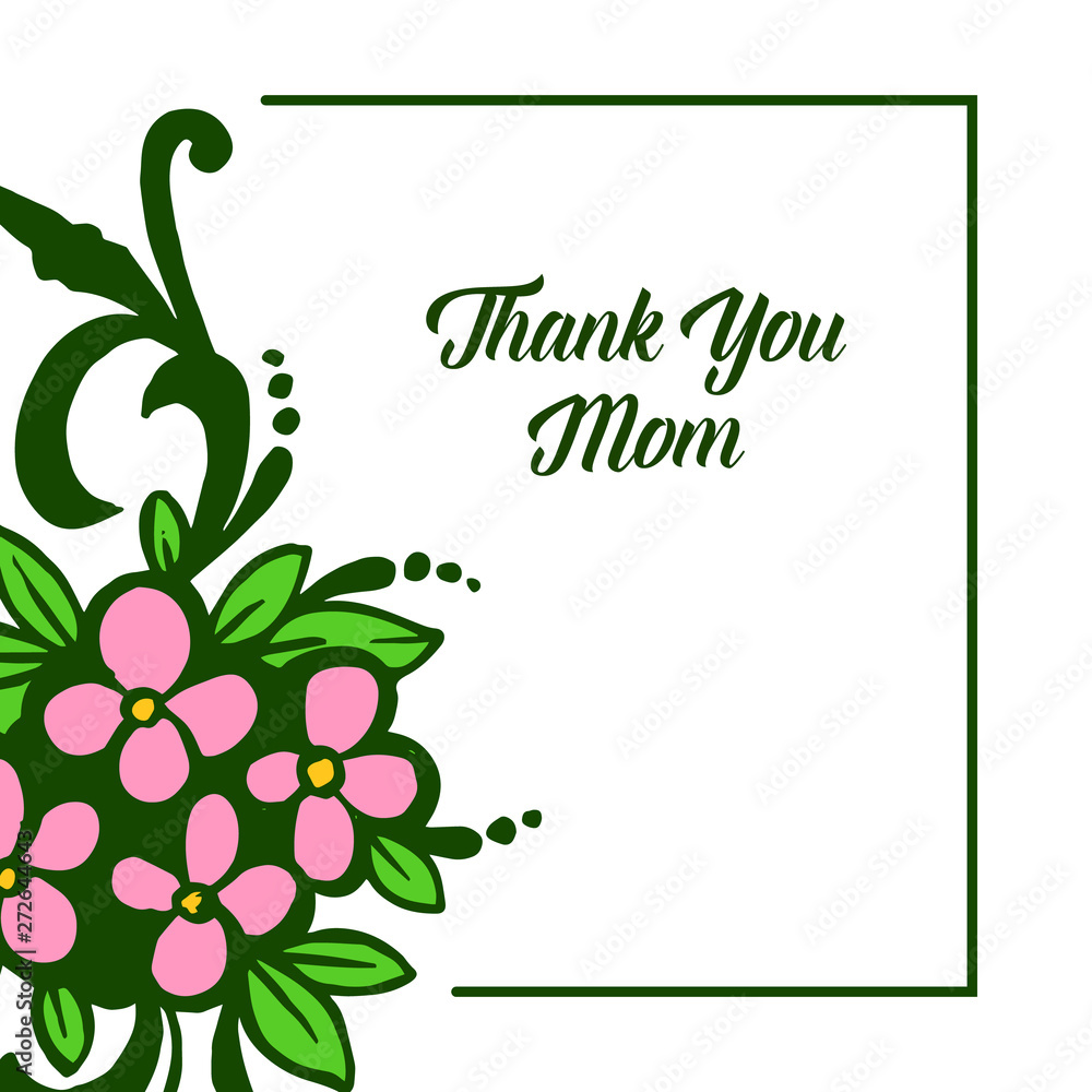 Vector illustration lettering thank you mom with crowd of pink wreath frames Vector illustration lettering thank you mom with crowd of pink wreath frames