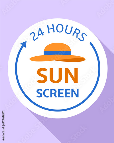 Sunscreen hat logo. Flat illustration of sunscreen hat vector logo for web design