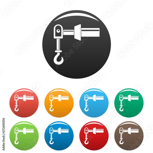 Hook crane icons set 9 color vector isolated on white for any design
