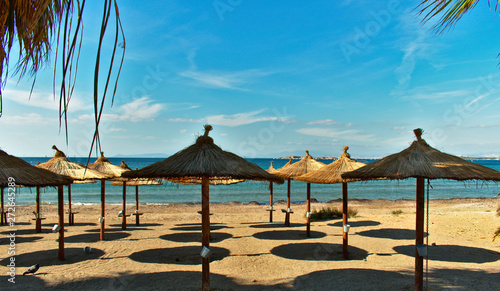 Fototapeta Naklejka Na Ścianę i Meble -  beach with chairs and umbrellas