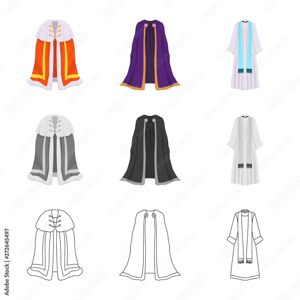 Vector illustration of material and clothing sign. Set of material and garment stock symbol for web. Vector illustration of material and clothing sign. Set of material and garment stock symbol for web.