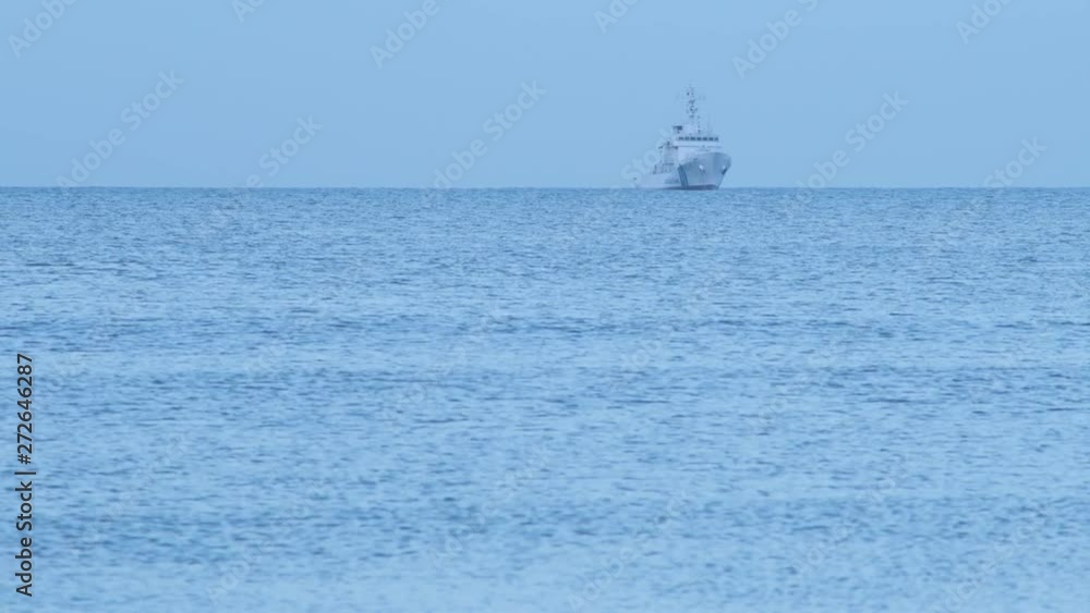 Ship sailing in the sea on a Spring morning, Kanagawa Prefecture, Japan Ship sailing in the sea on a Spring morning, Kanagawa Prefecture, Japan