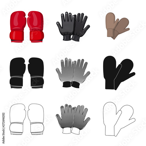 Isolated object of glove and winter icon. Set of glove and equipment vector icon for stock.