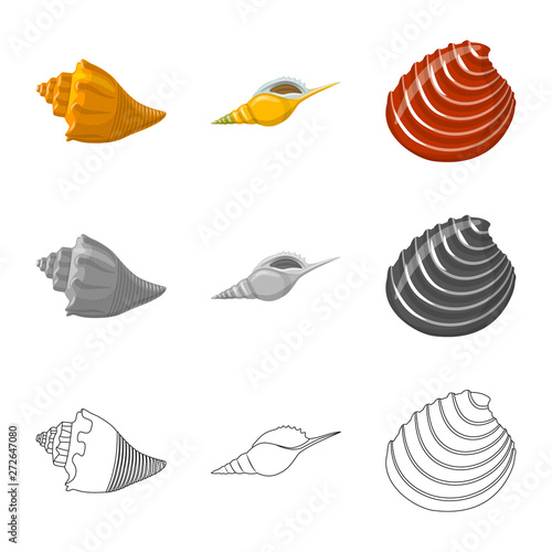 Vector illustration of animal and decoration icon. Set of animal and ocean stock symbol for web.